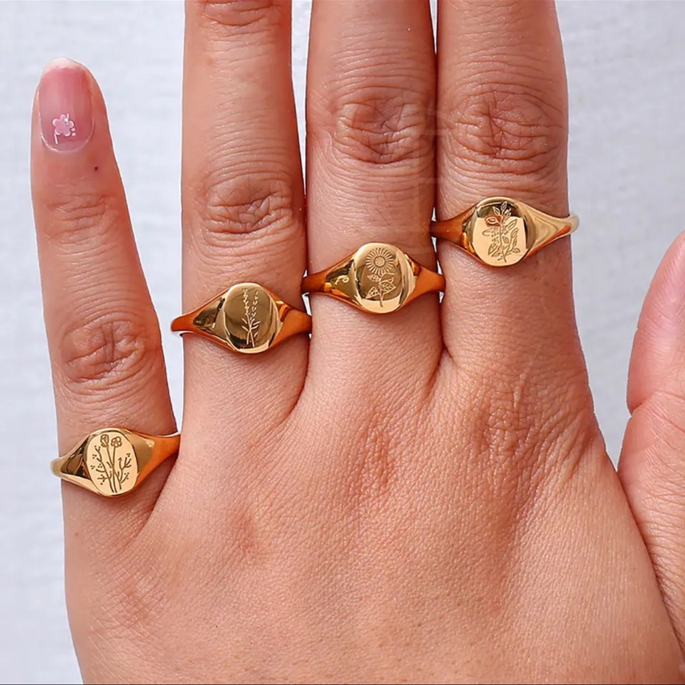 Waterproof 18k gold plated vintage cocktail ring - Picture 5 of 5